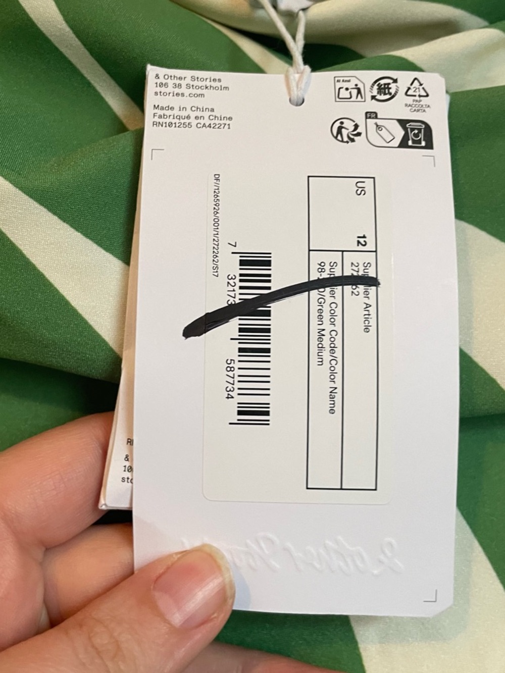 NWT & Other Stories Sz 12 Womens Green Leaf Strapless One-Piece Swimsuit Ret $98 - Picture 9 of 15